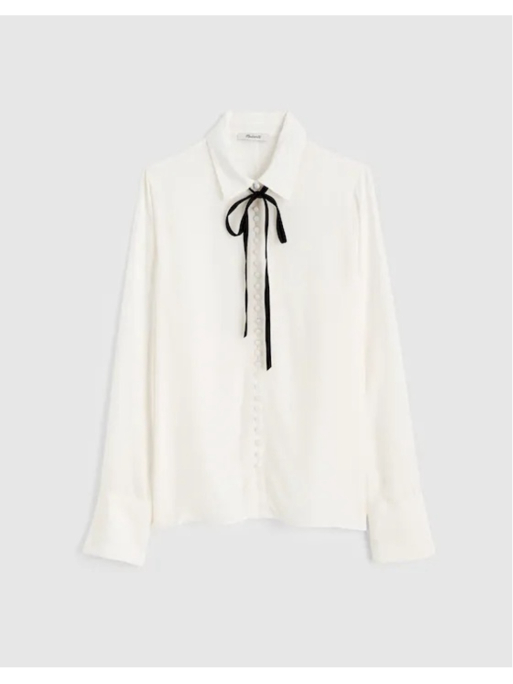 NWT Madewell Necktie Button-Up Top in white with black tie size XL